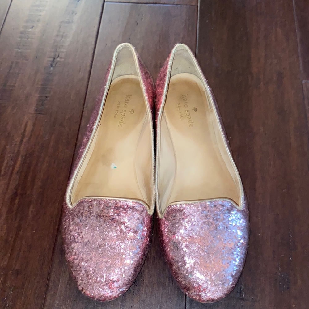 Kate spade pink sparkle loafers size 8